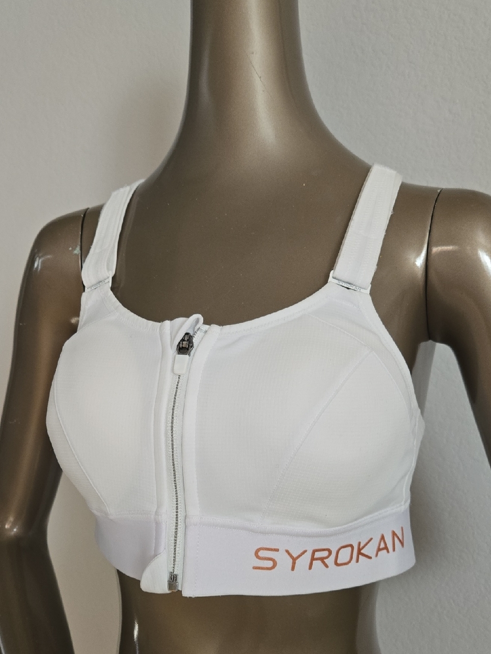 Syrokan White Front-Zip High Support Sports Bra